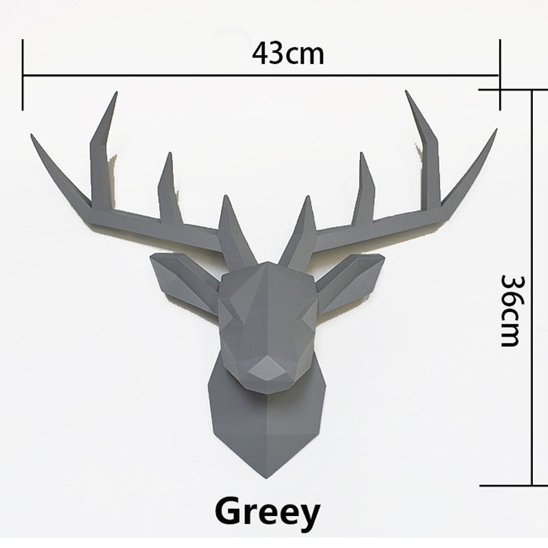 3D Animal Head Wall Hanging Decoration Animal Figurine Living Room Wall Decor Decorative Deer Sculpture Home Interior Decoration