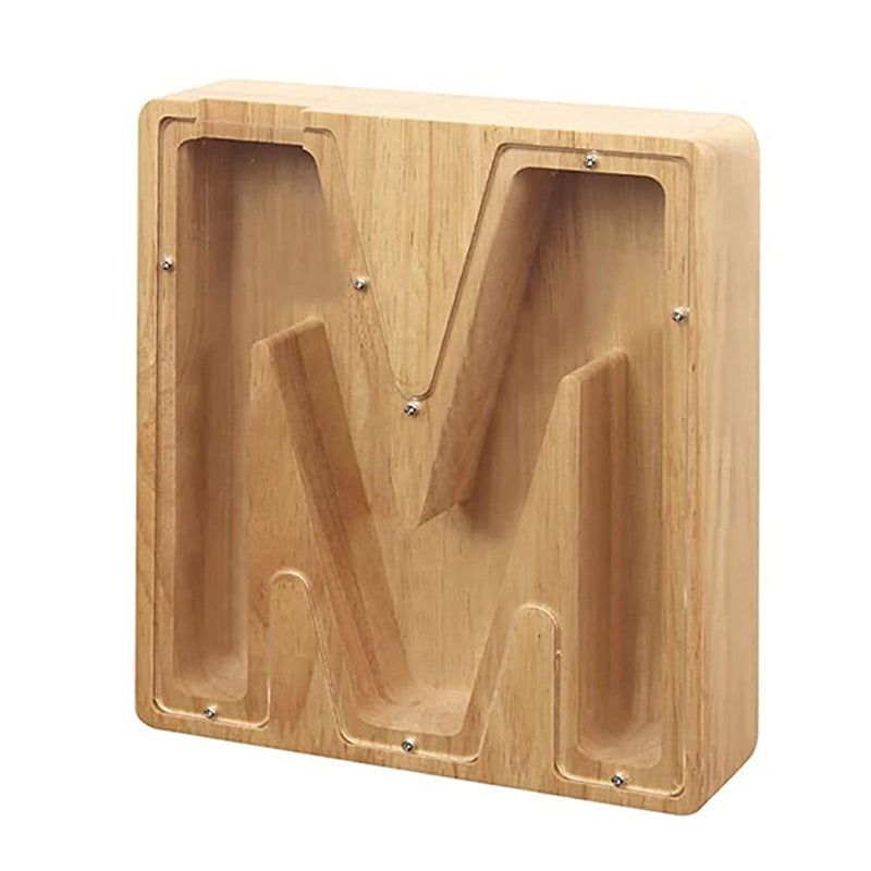 Hucha con letras de madera en inglés veintiséis, adornos transparentes personalizados para decoración del hogar, caja de dinero, letras decorativas grandes