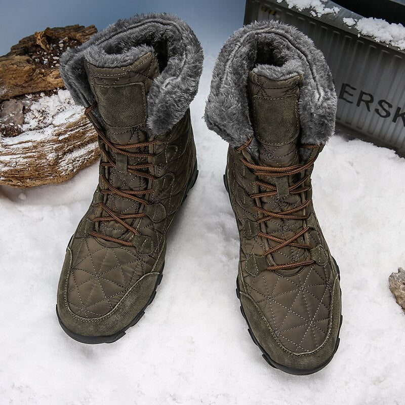 Super Warm Winter Men Snow Boots Outdoor Suede Leather Boots Men Winter Shoes Man High Mid-Calf Keep Warm Botas Hombre