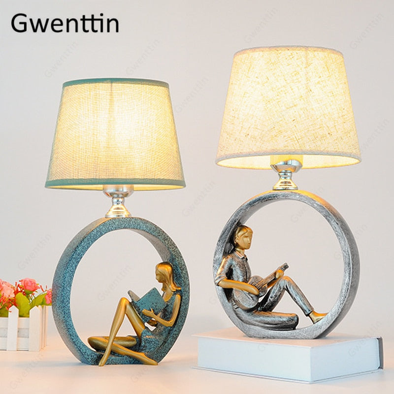 Reading Girl Table Lamp Guitar Boy Standing Desk Light for Bedroom Study Bedside Lamp Light Fixtures Luminaire Nordic Home Decor