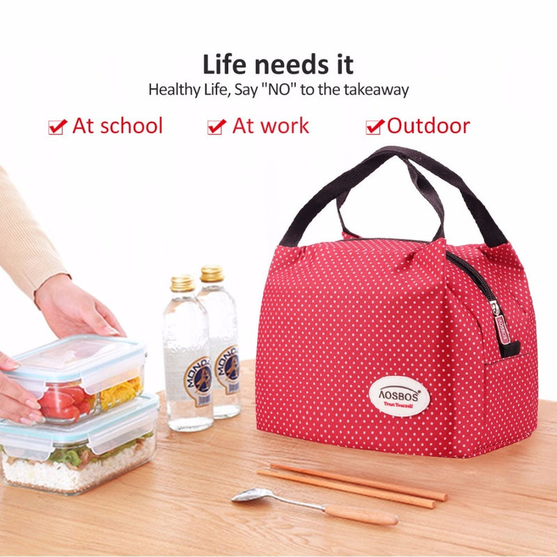 Aosbos Fashion Portable Insulated Canvas Lunch Bag 2020 Thermal Food Picknick Lunch Bags für Damen Kinder Herren Cooler Lunch Box Bag
