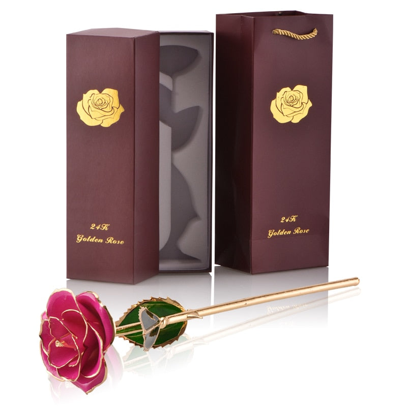 Gifts for Women 24k Gold Dipped Rose with Stand Eternal Flowers Forever Love In Box Girlfriend Wedding Christmas Gifts for Her