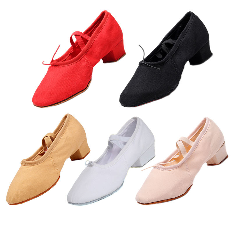 Zapatos de baile para mujer, zapatos de Ballet para niñas, zapatos de salsa de Jazz, suela suave, tacones bajos, zapatillas de baile para niños, zapatillas de deporte latinas rosas, negras, rojas para niños