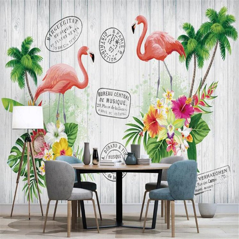 milofi factory custom wallpaper mural 3D Nordic couple flamingo children&