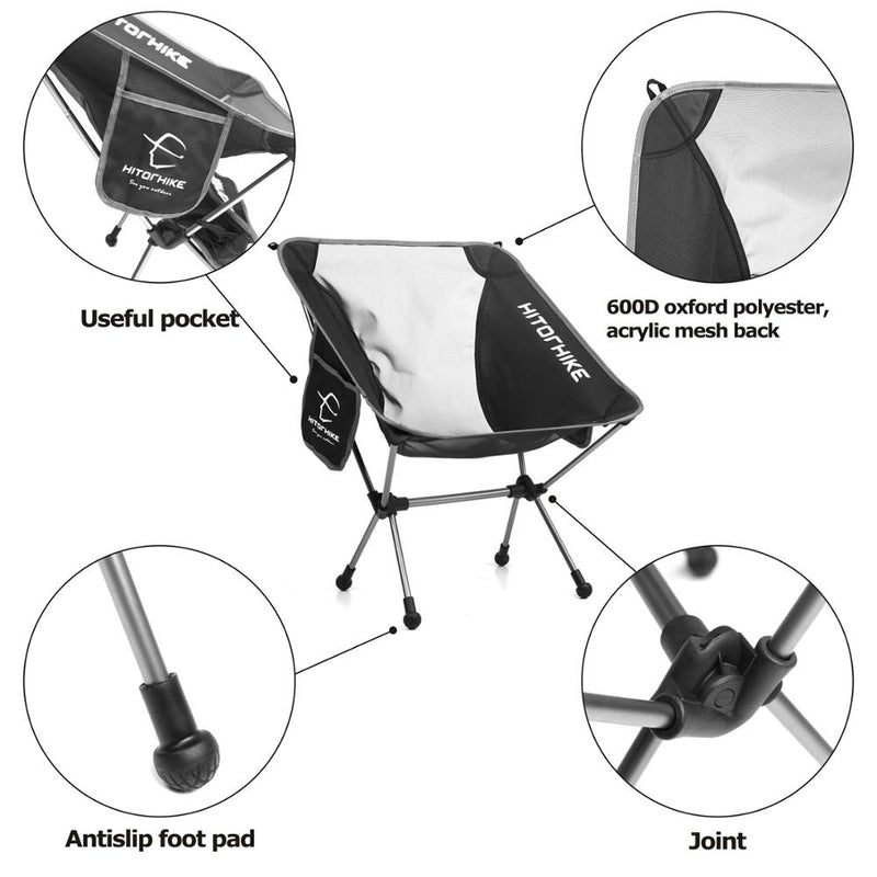 Hitorhike, silla plegable ultraligera de viaje, superdura, de alta carga, para acampar al aire libre, portátil, para playa, senderismo, Picnic, asiento, silla de pesca