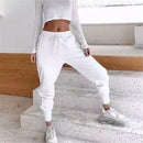 2019 New Drawstring Waist Cargo Sports Pants Women Elastic Cuff Casual Sport Trousers Women Joggers Streetwear Leisure Pants