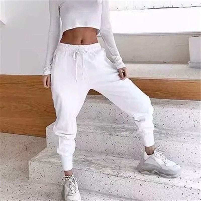 2019 Neue Kordelzug Taille Cargo Sporthose Frauen Elastische Manschette Lässige Sporthose Frauen Jogger Streetwear Freizeithose