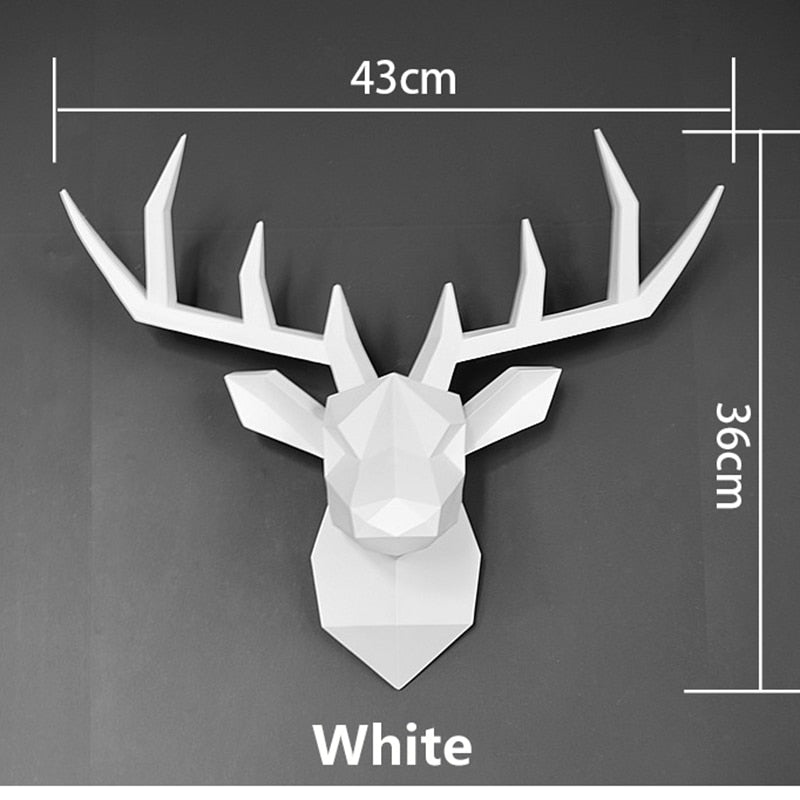 3D Animal Head Wall Hanging Decoration Animal Figurine Living Room Wall Decor Decorative Deer Sculpture Home Interior Decoration