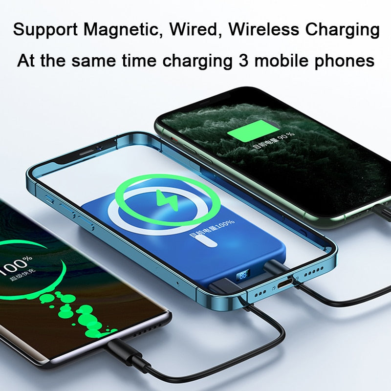 Magnetic Wireless 10000mAh 15W Fast Charging Portable Power Bank For iphone 13 12 pro max 12mini External Auxiliary Battery Pack