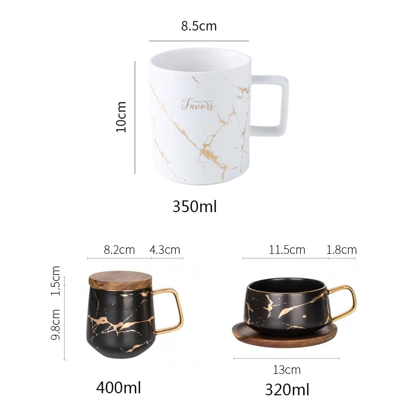 Luxus-Kaffeetassen aus nordischer Marmorkeramik, kondensierte Kaffeetassen, Café, Tee, Frühstück, Milchtassen, Untertassenanzug mit Tellerlöffel-Set