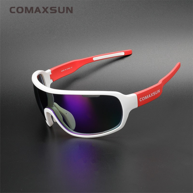 COMAXSUN Polarisierte Fahrradbrille Fahrradreitschutzbrille Fahren Angeln Outdoor Sport Sonnenbrille UV 400 3 Linsen