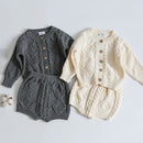 Brand Cotton Boys Girls Baby Knit Sweater Cardigan + Shorts Suit New 2021 Autumn Winter Children Clothing Baby Clothes Suit