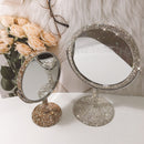 Sparkling High-grade Diamond Makeup Mirror Creative Rhinestone Mirrors Rotatable Girl Bling Room Table Makeup Decor Round Mirror