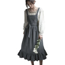 2022 New Retro Medieval Cotton Linen Cooking Kitchen Aprons For Woman Dress Flower Shop Smock Hairdresser Bib Garden Overall