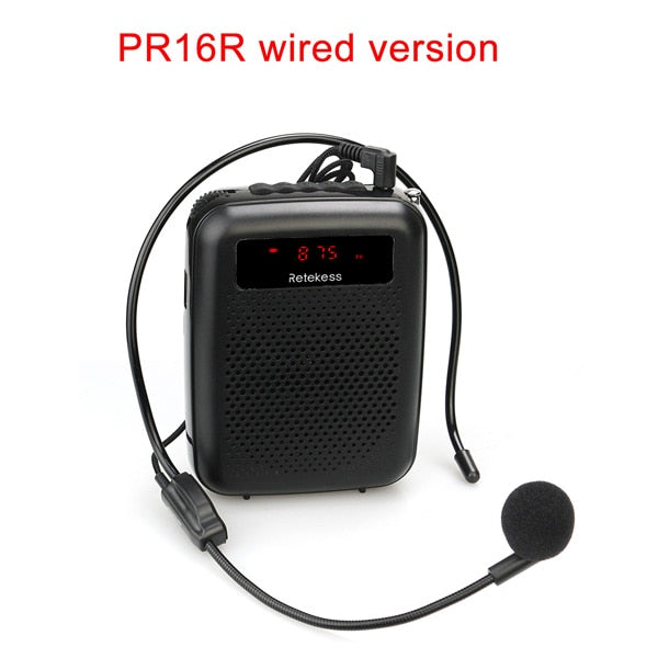 RETEKESS PR16R megáfono portátil amplificador de voz micrófono altavoz 12W FM grabación Mp3 reproductor FM Radio Tour guía enseñanza