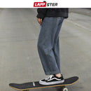 LAPPSTER Solid Blue Jeans Men 2022 Mens Korean Fashions Harem Denim Pants Male Vintage Streetwear Baggy Clothing Regular Fit