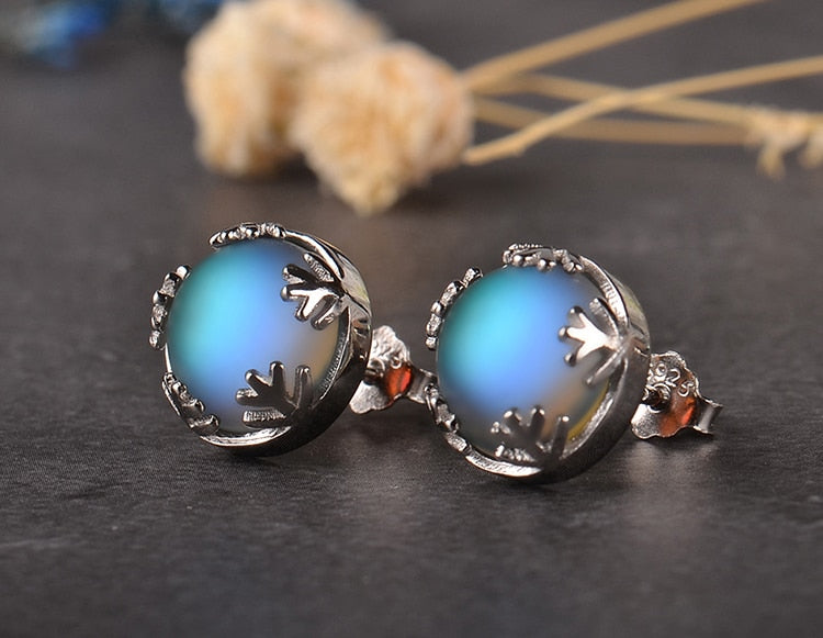 ITSMOS Moonlight Ladies Fashion Aurora Borealis Earrings s925 Silver Stud Elegant Jewelry Birthdays Romatic Gift for Women