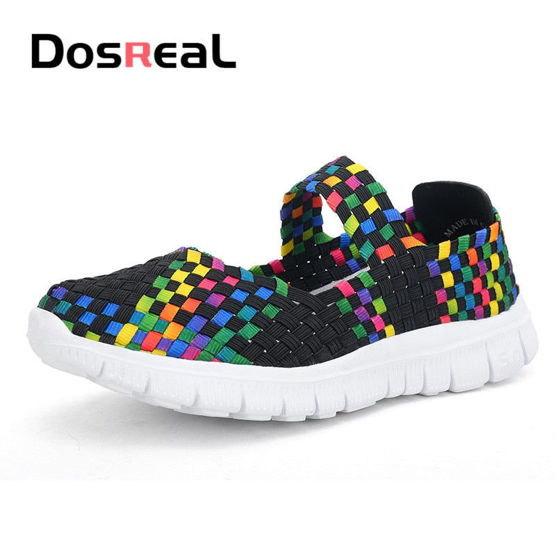 Dosreal Women New Arrival Casual Shoes Ladies Colorful Woven shoes Light Fashion Flats Shoes Sneakers For Females Big Size