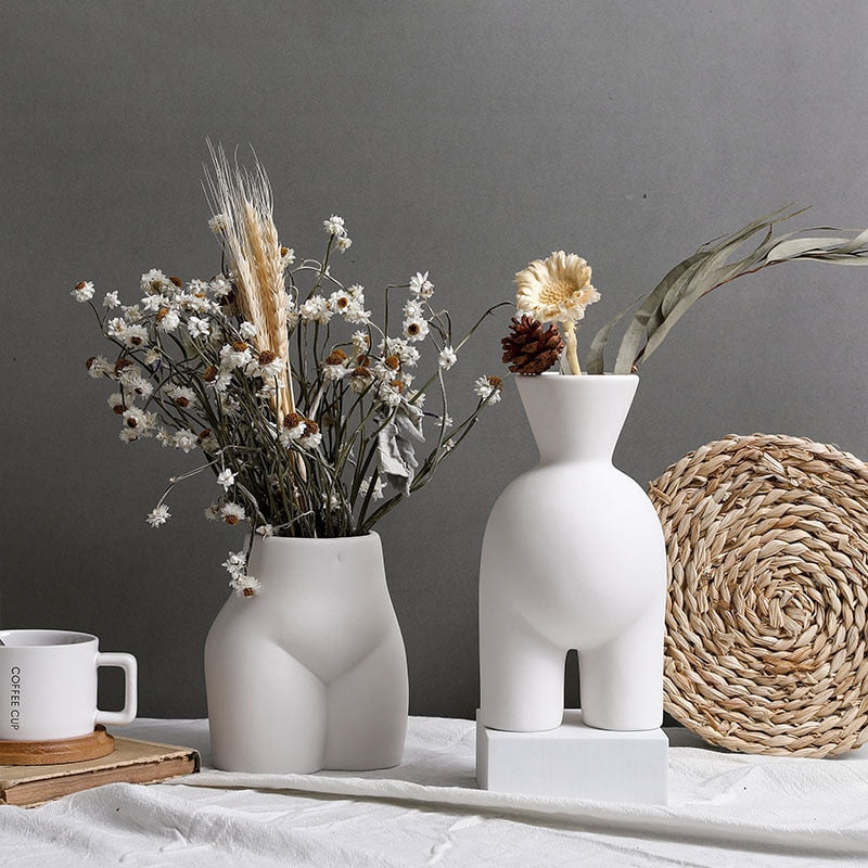 Hot Selling Modern Ceramic Body Art Crafts Vase Dried Flower Arrangement Plant Pot Living Room Home Decoration Ornaments