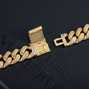 Hip Hop Heavy Iced out 12MM Big Box Buckle Cuban Chain Copper AAA+ Cubic Zirconia Stones Bracelet For Men Rapper Jewelry