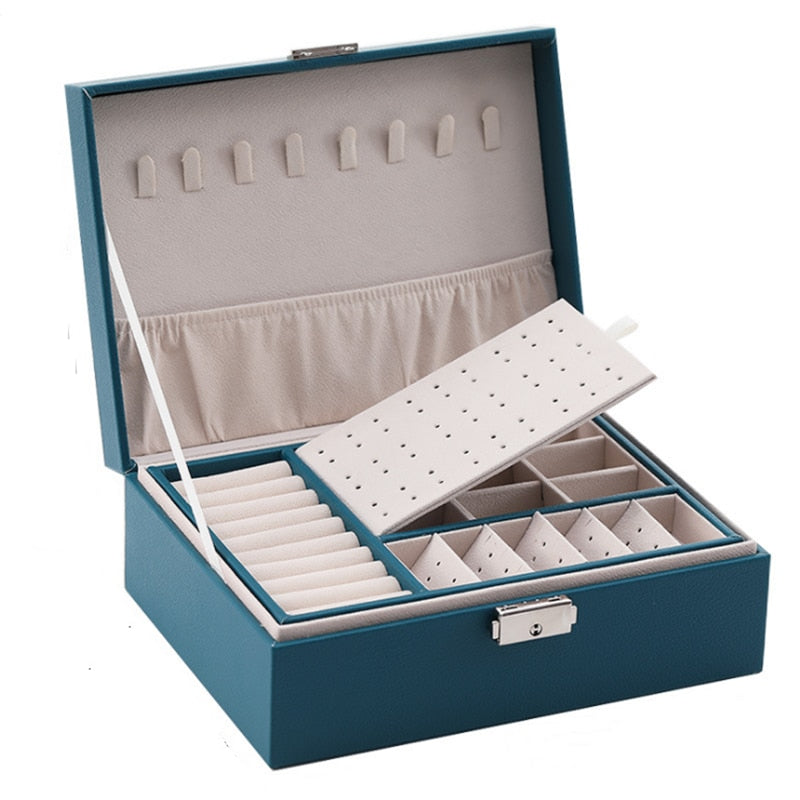 Exhibición de almacenamiento de joyas de cuero PU Caja de embalaje multifunción de estilo europeo portátil con cajón Regalo de invierno