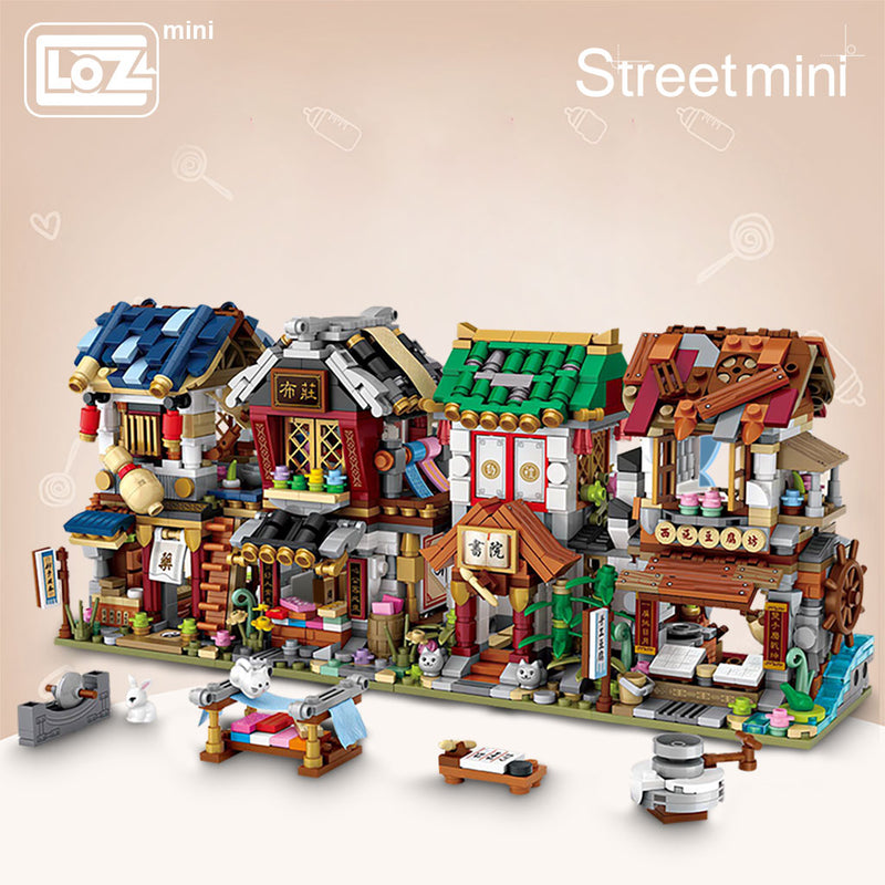 LOZ Mini Block Mini Chinatown China Street Chinese Tradition Special Model DIY Assembly Toys for Children Educational Anime