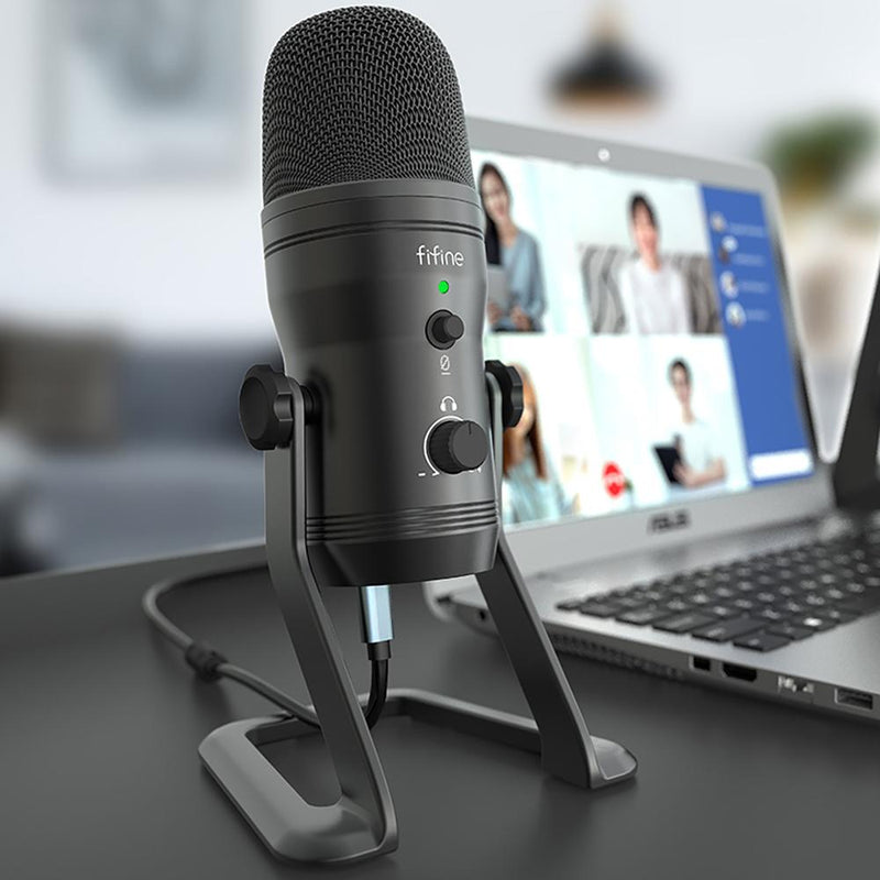 FIFINE USB-Aufnahmemikrofon Computer-Podcast-Mikrofon für PC/PS4/Mac, vier Aufnahmemuster für Gesang, Spiele, ASMR, Zoom-Klasse (K690)