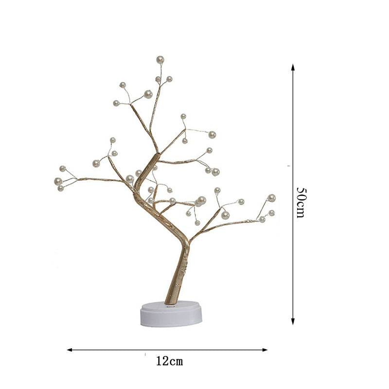 LED-Kupferdraht-Baum-Form-Nacht mit Touch-Sensor-Schalter Dekoration Batterie USB-LED-Tischlampe Tischleuchte