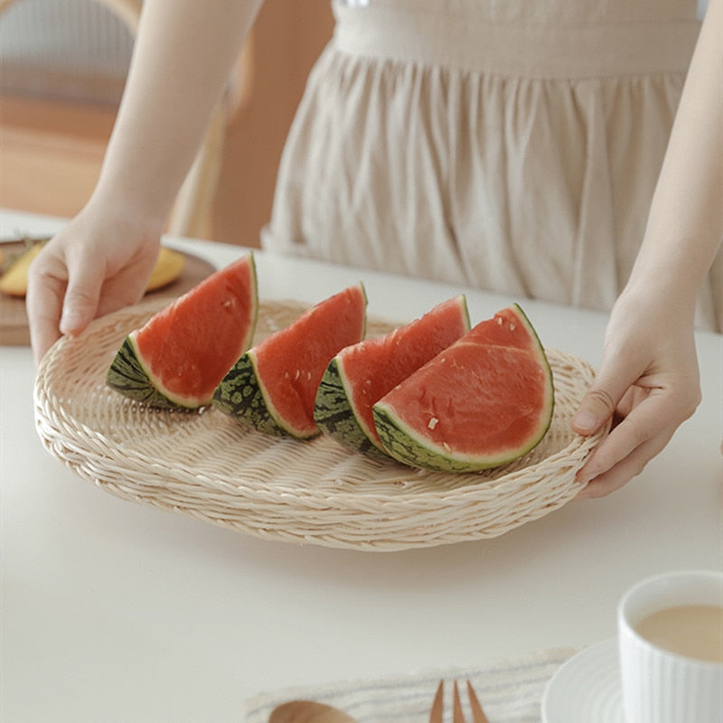 Rattankorb Brotkorb Weiße Rattan Aufbewahrungskörbe Obst Staubdichte Abdeckung Speisekammer Organizer Küchenaufbewahrung