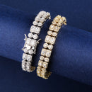TOPGRILLZ 10mm Double Row Zircon Round Square Iced Out Gold Silver Color Personality Hip Hop Barcelets