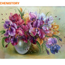 CHENISTORY Frameless Purple Flowers DIY Painting By Numbers Modern Wall Art Paint By Numbers Hand Painted For Home Decoration