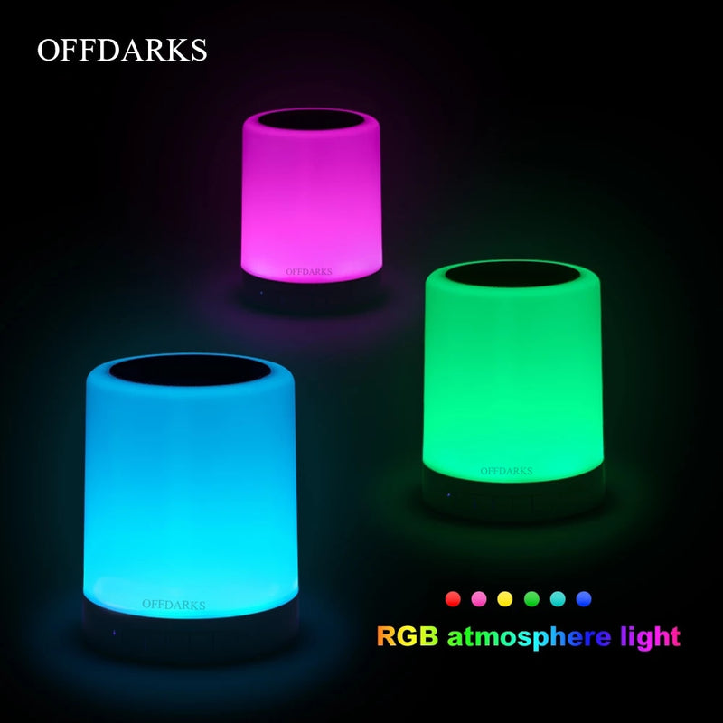 OFFDARKS Intelligenter Bluetooth-Lautsprecher LED-Nachtlicht Touch-Steuerung USB-Aufladung Tragbares Kinderzimmer RGB-dimmbare Nachttischlampe