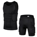 Men Sports Kneepad Elbow Shock Guard Compression Padded Shorts Shirt Vest Set Soccer Basketball Protective Gear Chest Rib Guards