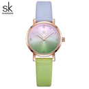 Relojes de cuero de Color creativo Shengke, reloj de cuarzo para mujer, reloj femenino SK, reloj de pulsera para mujer, reloj para mujer