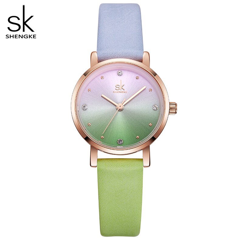 Shengke Creative Color Leather Watches Women Ladies Quartz Watch Relogio Feminino SK Women Wrist Watch Montre Femme