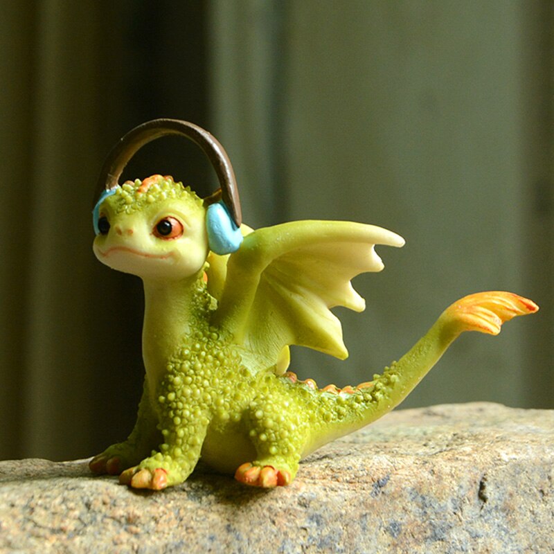 Jardín de hadas en miniatura de la colección Everyday y terrario Mini Dragon Rex The Green Dragon Figura coleccionable de fantasía