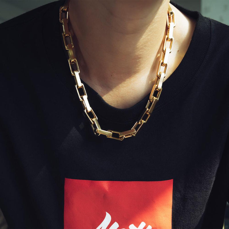 TOPGRILLZ 10mm Stainless Steel Necklace Color Matching Gold Plated Stitching Necklace Hip Hop Rock Fashion Jewelry For Men Women