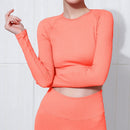 Workout Tops For Women Fitness Sport Yoga Top Knitted Yoga Shirt Seamless Top Long Sleeve Running Sport Shirt Women Sportswear