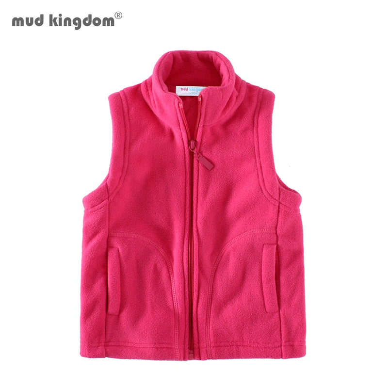 Mudkingdom Cute Girls Boys Fleece Vest Lightweight Full Zipper Sleeveless Jacket Kids Clothes Solid Toddler Coat Autumn Winter