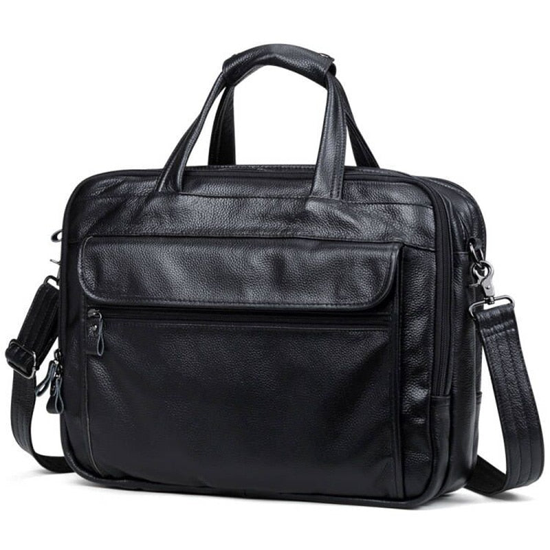 Bolso grande de cuero para hombre, bolso de viaje de negocios de cuero genuino para hombre, bolso de hombro para ordenador portátil de 15,6 pulgadas, bolso de negocios A4