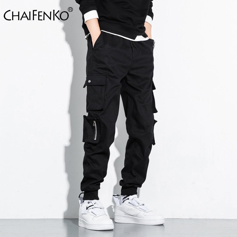 CHAIFENKO Hip Hop Cargo Pants Men Fashion Harajuku Harem Pant Streetwear Casual Joggers Multi-Pocket Tie feet Men Pant M-8XL