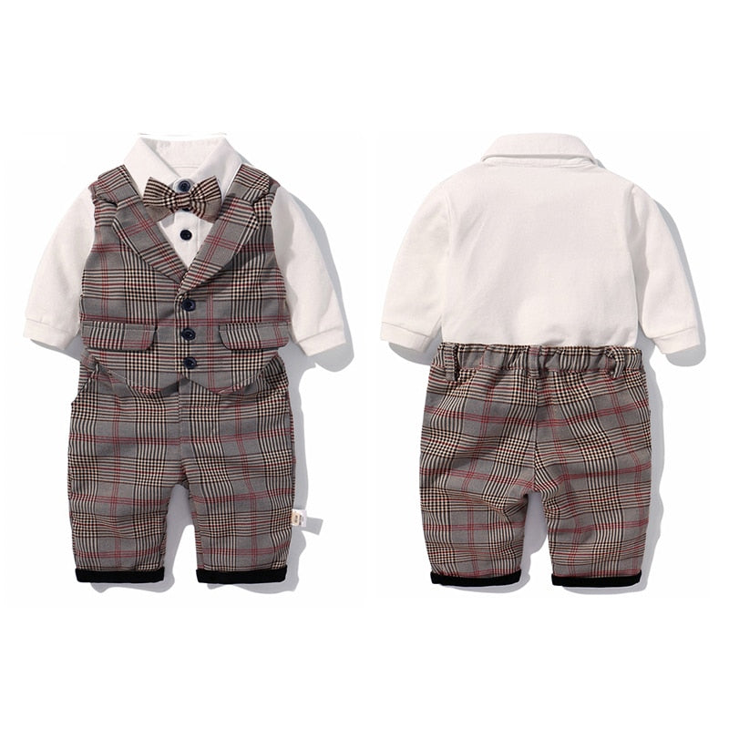 Toddler Boys Clothing Set 2023 Spring Baby cotton plaid Children Kid Clothes Suits 5pcs birthday Party Costume 1 2 3 Year Gift