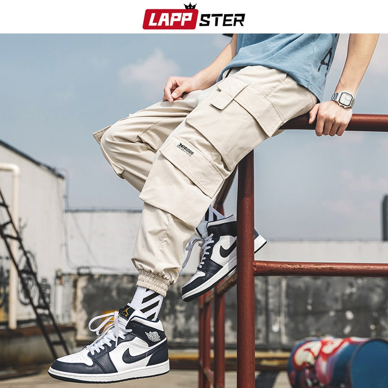 LAPPSTER Herren Schwarz Stickerei Jogger Hose 2022 Mann Streetwear Cargohose Herren Tasche Jogginghose Grau Taktische Hose Übergröße