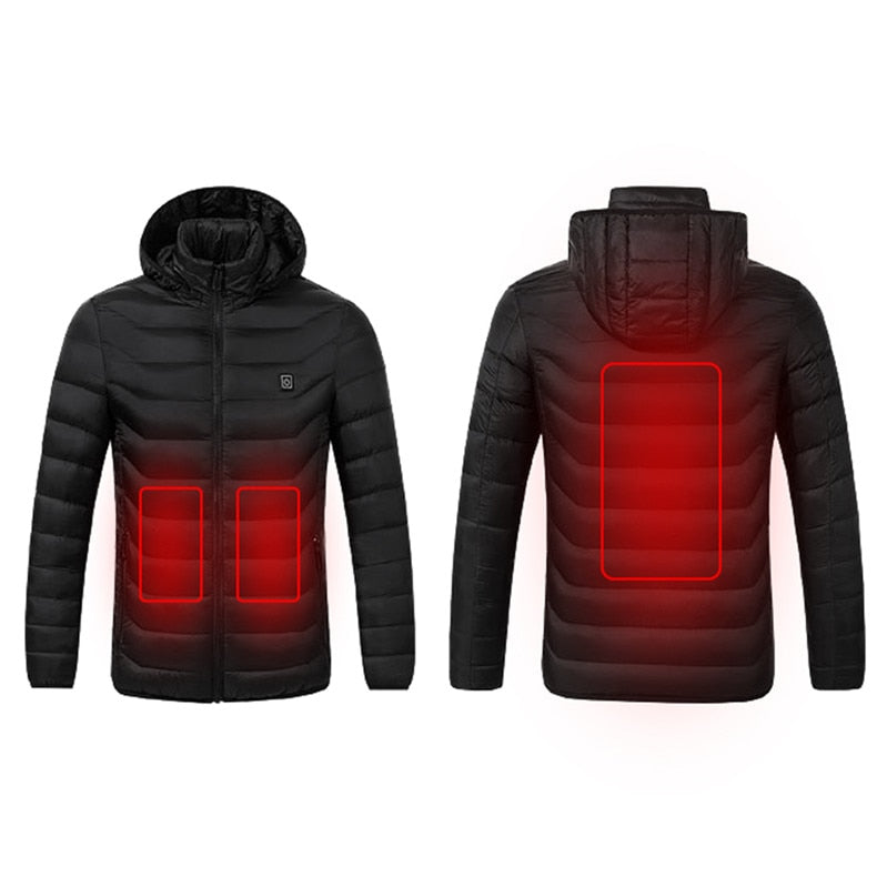 High Quality Heated Jackets Vest Down Cotton Mens Women Outdoor Coat USB Electric Heating Hooded Jackets Warm Winter ThermalCoat