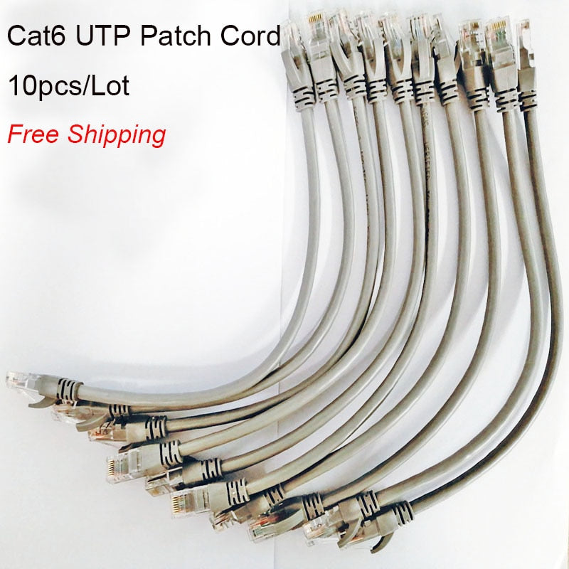 Free Shipping 10pcs/Lot 0.5ft 0.65FT 1FT CAT6 UTP Round Cable Ethernet Cables Network Wire Cable RJ45 Patch Cord Black Lan Cable