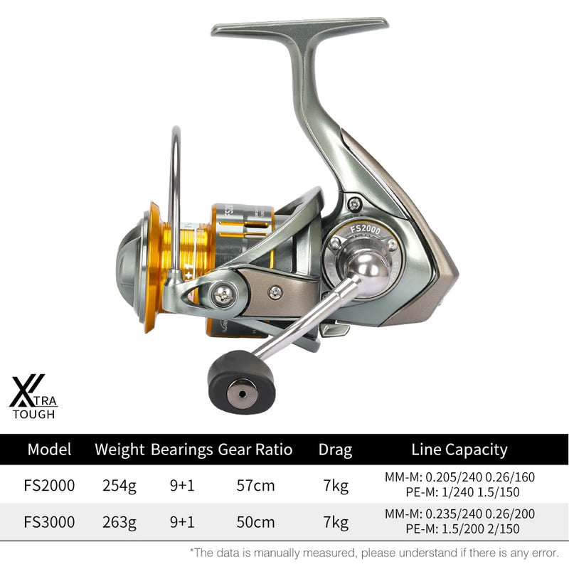 Carrete de pesca giratorio de fundición larga TSURINOYA FS 2000 3000 5,2: 1 7kg potencia de arrastre universal Lucio de agua dulce rueda de pesca ligera