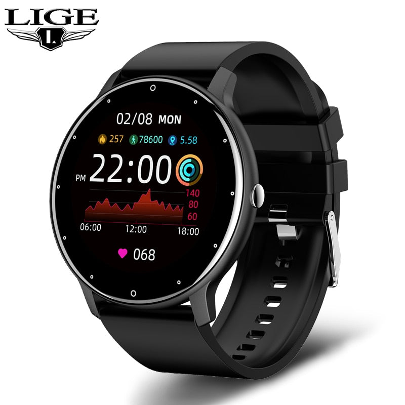 LIGE 2021 Neue Frauen Smart Watch Männer Voller Touchscreen Sport Fitness Uhr Wasserdicht Bluetooth Für Android ios Smartwatch Männer