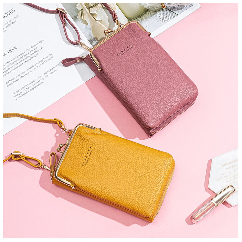 Buylor Women's Phone Crossbody Bags Girls PU Leather Large Capacity Portable Shoulder Bag Brand Ladies Purse Fashion Handbag