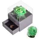 Girls Gift Natural Preserved Rose Jewelry Box /w Love Necklace Eteternal Flowers Jewelry Storage Case Birthday Gifts for Women