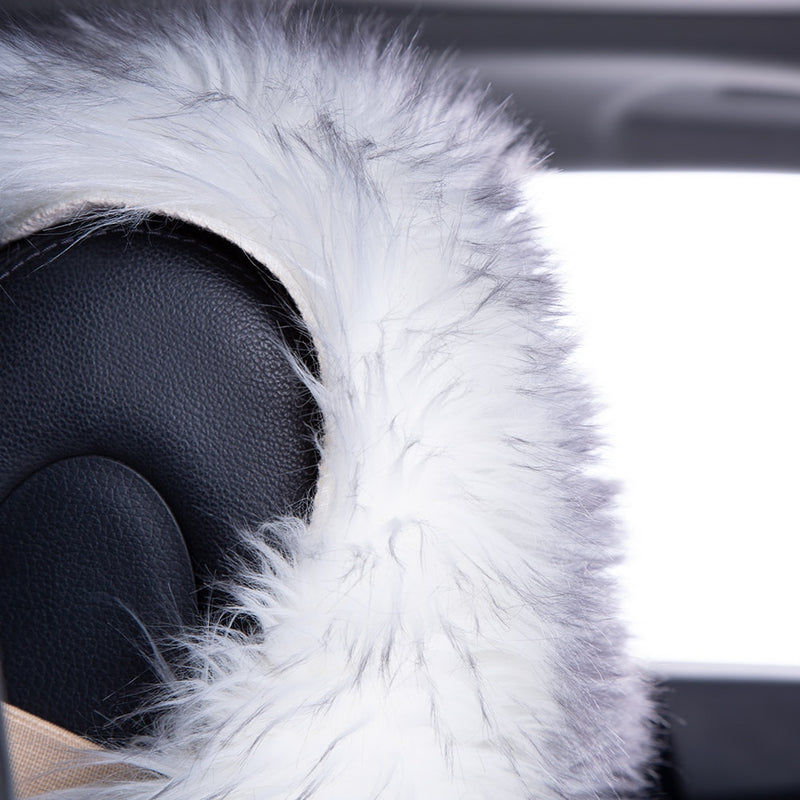 KAWOSEN 1 Piece Long Faux Fur Seat Cover, Universal Artificial Plush Car Seat Covers, Cute Plush Snow Seat Cushion LFFS02